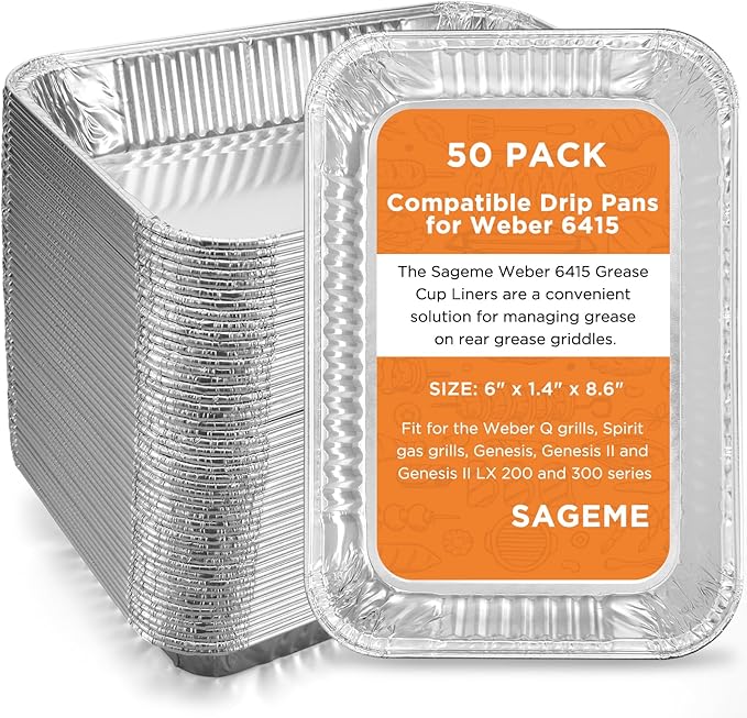 50 Pack Weber Grills Compatible Drip Pans 6415 by Sageme