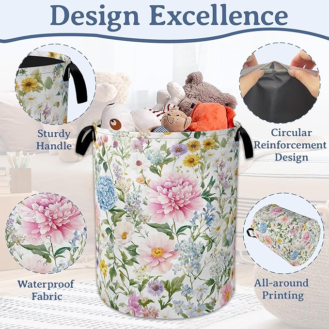 Watercolor Floral Laundry Hamper - Image 4