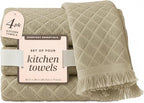 MosJos Kitchen Towels, Sage Taupe Diamond Pattern Drying Towels 18 x 28 Super by MosJos
