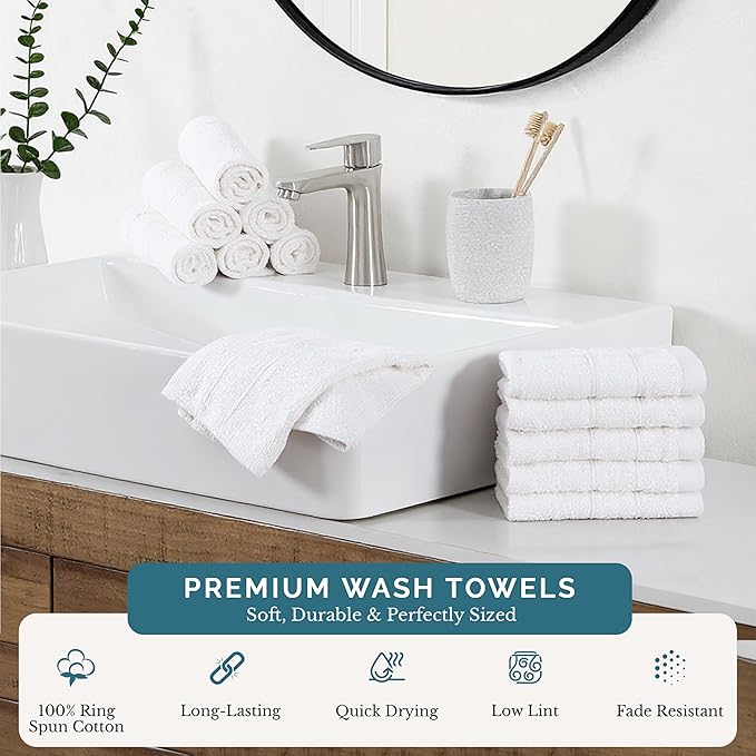 Casa Platino White Washcloths 12 Pack - Image 2