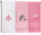3 Pcs Pink Christmas Hand Towels by SmoothNovelty