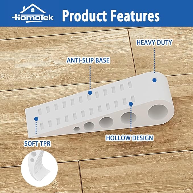 HOMOTEK 6 Pack Wedge Rubber Door Stops Door Chucks Stoppers Wall Protector - Image 2