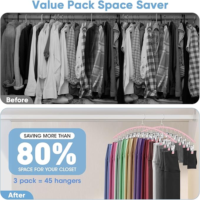 3 Pack Legging Organizer for Closet Hanging, Pants Hangers - Image 2