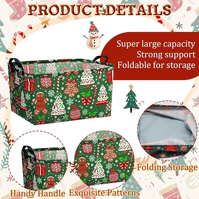 4 Pack Christmas Storage Bin Collapsible Large Christmas Storage Baskets - Image 3