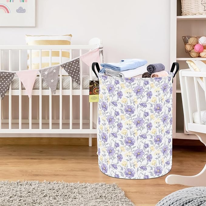 HUNRUNG Laundry Hamper, Large Canvas Fabric Lightweight Storage Basket Toy - Image 4