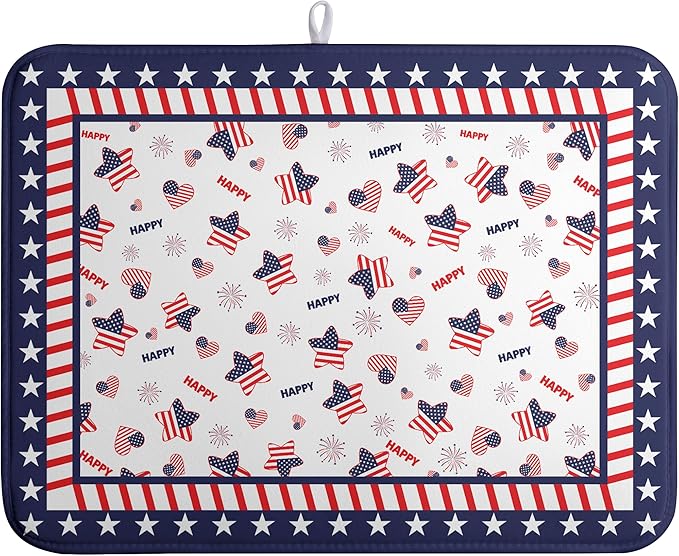 4th of July Dish Drying Mats for Kitchen Counter Patriotic Independence Day by farg