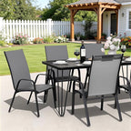 JEAREY Patio Dining Chairs Set of 4, Outdoor Stackable Dining Furniture Set, All Weather Dining Set for Lawn, Garden, Backyard, Poolside, Deep Gray - Image 4