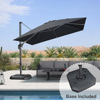 PURPLE LEAF 10 Feet Square Cantilever Umbrella Patio Umbrella with Base Outdoor Umbrella Aluminum Offset with 360-degree Rotation for Garden Deck Pool Patio Black - Image 2