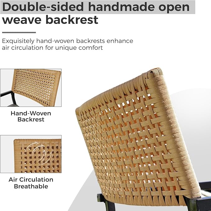 Grand patio Outdoor Dining Chair Set of 4, 4 Pieces Patio Dining Chairs, Stackable Wicker Chairs Set with Cushions Armrest for Restaurant, Outdoor, Garden, Porch, Lawn and Poolside - Image 3