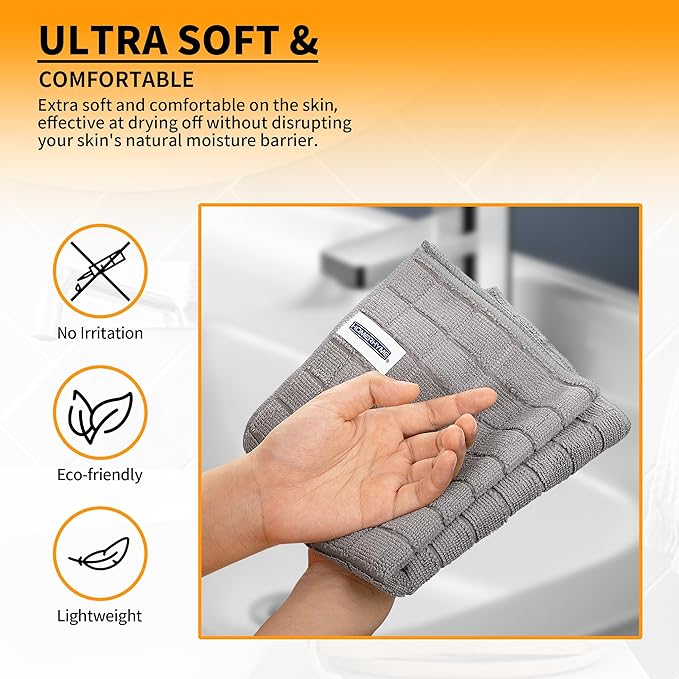 HOMERHYME Hand Towels for Bathroom, 24 Pack 25''*15'' Microfiber Grey Bath Hand - Image 4
