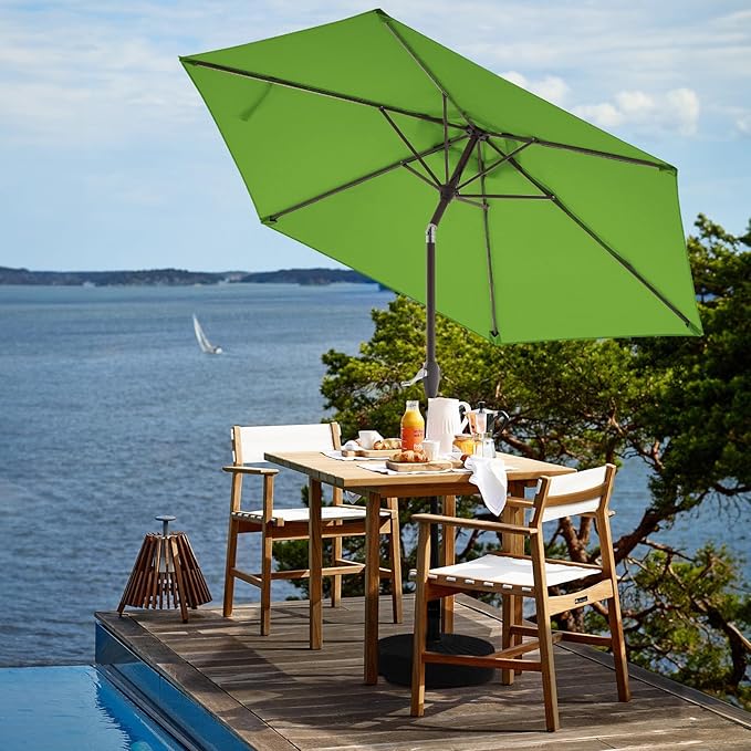 JEAREY 7.5FT Patio Umbrella Market Table Umbrella with 6 Sturdy Ribs, Push Button Tilt/Crank Outdoor Umbrella for Garden, Deck, Backyard, Pool and Beach,Grass Green - Image 4