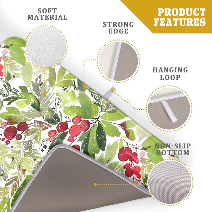 Watercolor Christmas Dish Drying Mat 18 x 24 Inch - Image 5