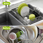 JASIWAY Dish Drying Rack in Sink, Expandable Stainless Steel Dish Drainer - Image 7
