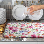 Spring Floral Dish Drying Mat Flowers Summer Kitchen Mat Dish Drying Pad - Image 4