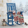 LUE BONA Rocking Chair Outdoor, Weather Resistant Poly Plastic Rocker Chairs, 350lb Heavy Duty, Oversized Porch for Adult, High Back Smooth Chairs Outdoor & Indoor, Blue by LUEBONA
