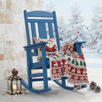 LUE BONA Rocking Chair Outdoor, Weather Resistant Poly Plastic Rocker Chairs, 350lb Heavy Duty, Oversized Porch for Adult, High Back Smooth Chairs Outdoor & Indoor, Blue by LUEBONA