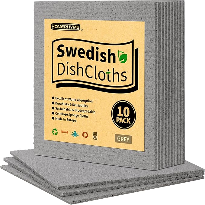 HOMERHYME Swedish Dishcloths, 10 Pack Absorbent Dish Towels by HOMERHYME