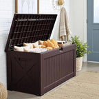 JUMMICO 120 Gallon Resin Deck Box, Large Outdoor Storage Box Waterproof & Lockable for Garden, Patio, Pools (Deep Brown) - Image 6