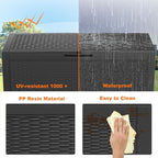 120 Gallon Resin Deck Box, Lockable Weatherproof Outdoor Storage Box for Furniture, Garden Tools and Tools Storage, Waterproof Outside Storage Boxes - Black - Image 5