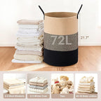 Tall Laundry Basket with Handles, 72L Portable Dirty Clothes Hamper, Boho - Image 2