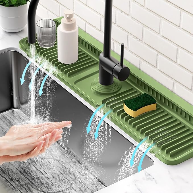 24'' Longer Faucet Mat for Kitchen Sink Splash Guard Kitchen Sink Faucet Mat by Snoquir