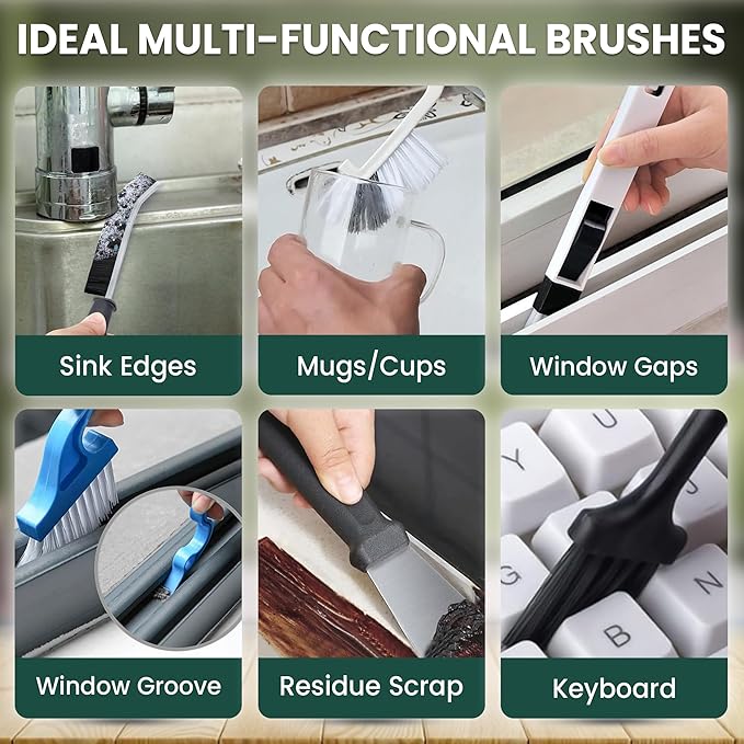 14 Pcs Crevice Cleaning Brush Set – Hard Bristle Cleaning Tools - Image 7