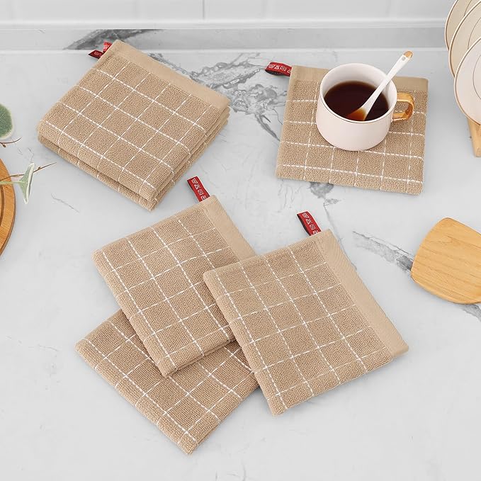 Mordimy 100% Cotton Terry Cloth Dish Cloths, Soft and Absorbent Checkered Dish - Image 7