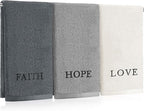 3 Pcs Faith Hope Love Farmhouse Decorative Hand Towels by FuWeave