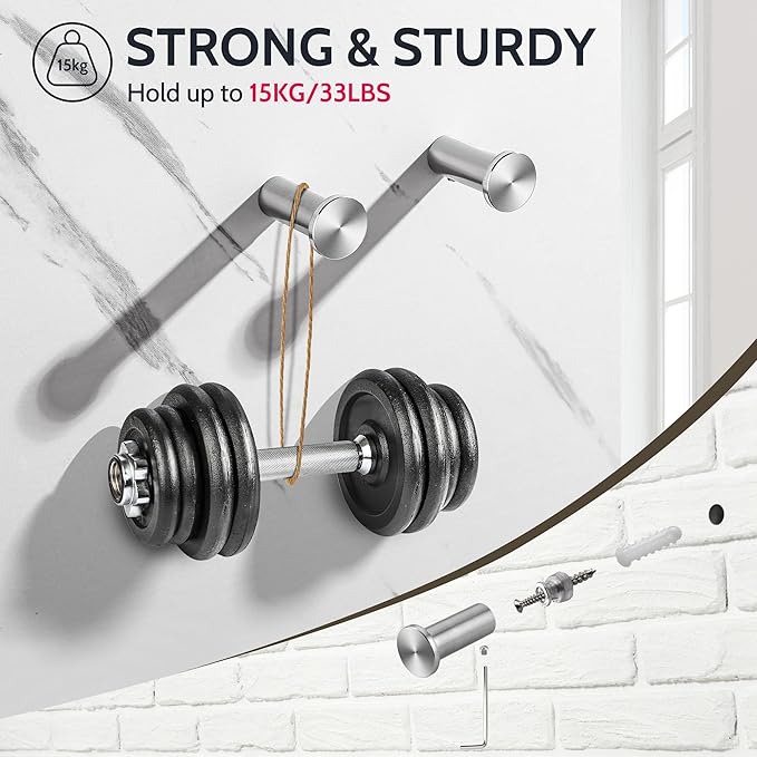 SAYAYO Modern Coat Hooks Wall Mount, Brushed Nickel Towel Hooks - Image 3
