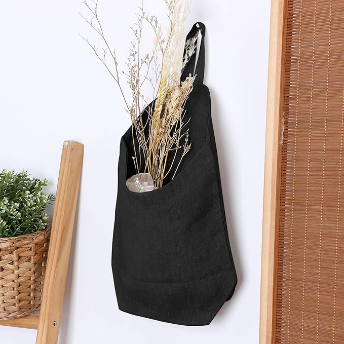 100% Linen Hanging Storage Bags Baskets 2 Pcs, Small Wall Storage Bag - Image 3