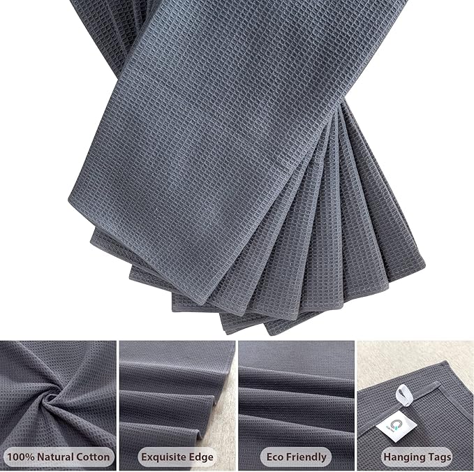 QUILTINA Dish Towels Set, 100% Cotton Waffle Weave Kitchen Towels 6 Pack - Image 2