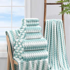 8 Piece Bathroom Towel Set Aqua |2 Oversized Large Bath Towels Sheet, 2 Hand - Image 5