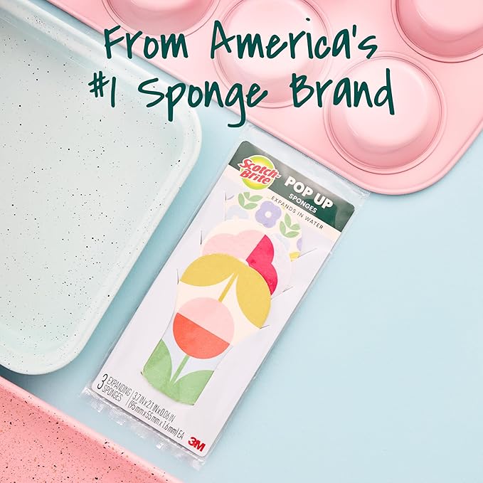 Scotch-Brite Brite Blooms Pop Up Kitchen Sponges, Unique Compressed Kitchen - Image 11