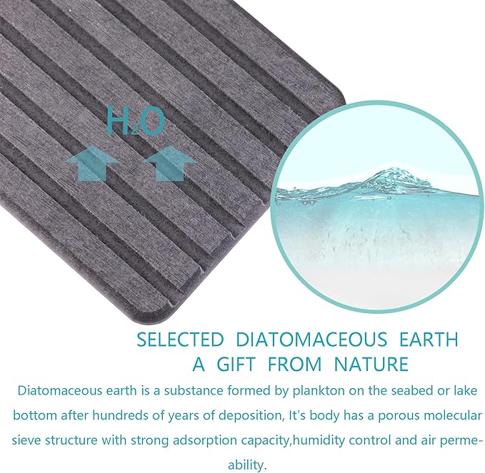 2 PCS Water Absorbent diatomite Coasters, 12.2" x 4" Water Absorbing Stone Tray - Image 3