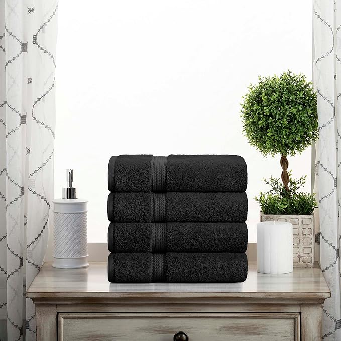 SUPERIOR Egyptian Cotton Pile Hand Towel Set of 4, Ultra Soft Luxury Towels - Image 2