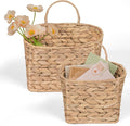 Set of 2 Hanging Basket, Wicker Wall Basket Natural Water Hyacinth, Hanging by iEGrow