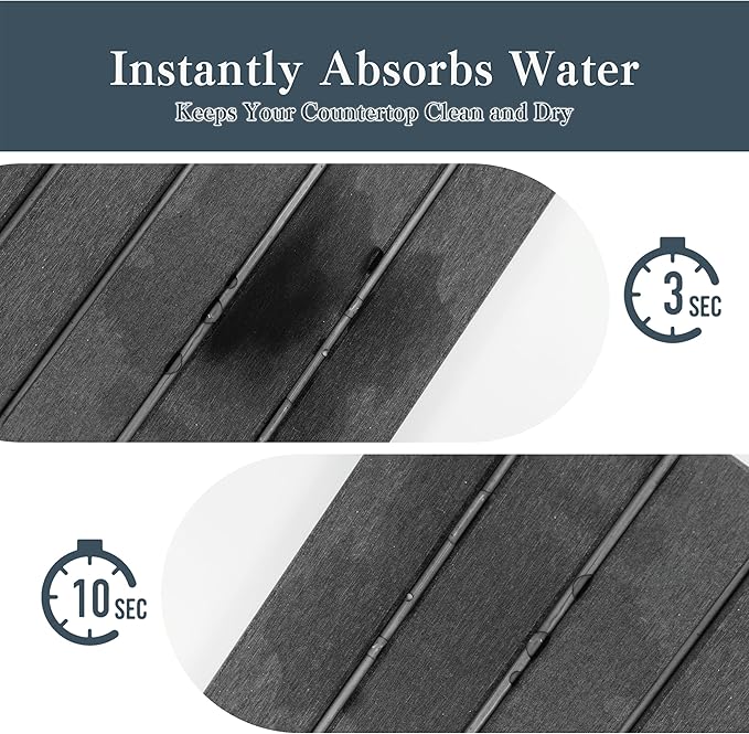 2pcs Stone Dish Drying Mat for Kitchen Counter, Quick-Dry Diatomaceous Earth - Image 4