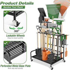 Garden Tool Organizer Rack with Wheels Up to 39 Tools, Heavy-Duty Steel Yard Tool Organizer for Garage Storage with 12 Hooks, Broom Holder & Garden Tool Rack for Shed, Patio, Outdoor Use, Black - Image 6