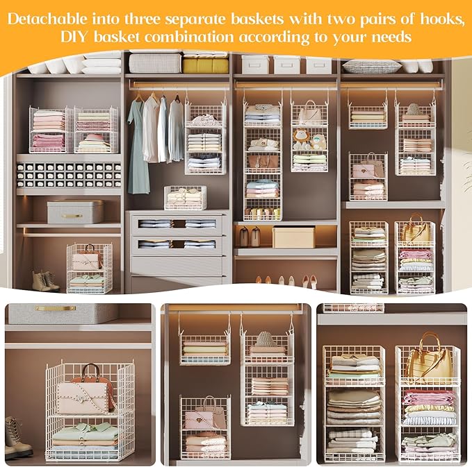 5 Tier Hanging Closet Organizer Separable Hanging Closet Shelves - Image 6