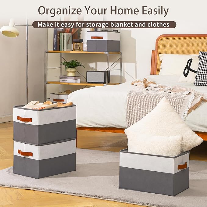 8 Pack Large Storage Bins with Handle, Collapsible Storage Basket - Image 5