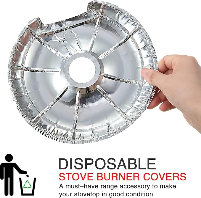 Dreyoo 200 Pcs Electric Stove Burner Covers, Disposable Aluminum Foil Drip Pan - Image 5
