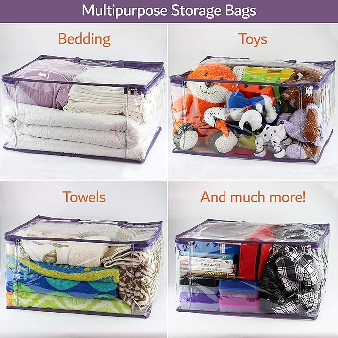 Clear Vinyl Zippered Storage Bags 40L Sturdy Storage Bags - Image 4