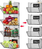 X-cosrack Metal Wire Basket Wall Mount, 4 Tier Extra Large Wall Storage Basket by X-cosrack