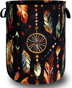 Boho Feather Printed Laundry Basket Foldable Oxford Cloth Colorful Laundry by Unknown
