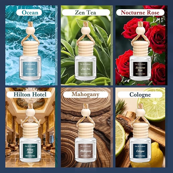 Premium Car Air Freshener, 6 Pack Deep Luxury Scent Essential Oil Diffuser - Image 4