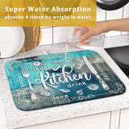 Blue Grey Dish Drying Mat 16x18 Inch Cooking Delicious Absorbent Drying Pad - Image 7
