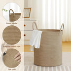 Tall Laundry Basket with Handles, 53L Portable Dirty Clothes Hamper, Boho - Image 3