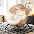 Vongrasig Wicker Egg Chair PE Rattan Chair with Cushion, Oversized Patio Lounge Chair for Outdoor, Indoor, Balcony, Backyard, Garden, Living Room, Beige by Vongrasig