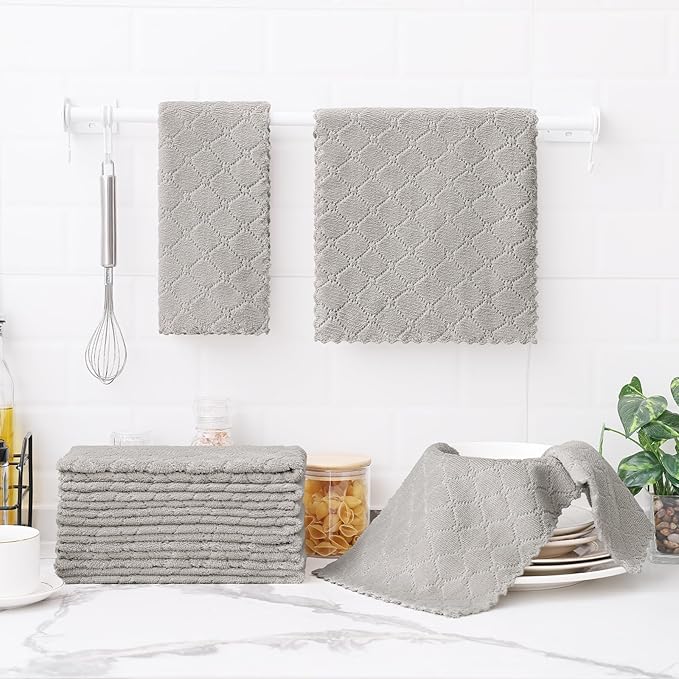 Homaxy 12 Pack Dish Towels for Kitchen, Super Soft and Absorbent Coral Velvet - Image 6