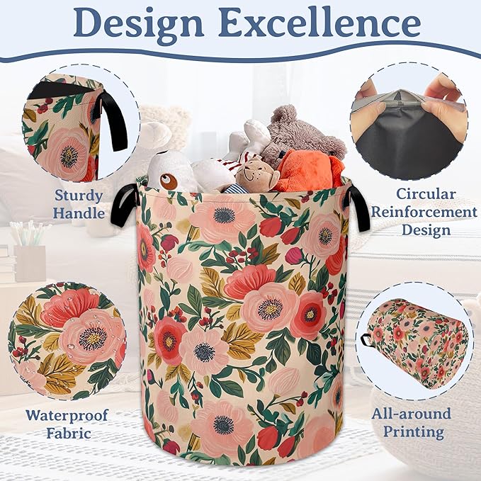 Vintage Flowers Laundry Hamper - Image 4